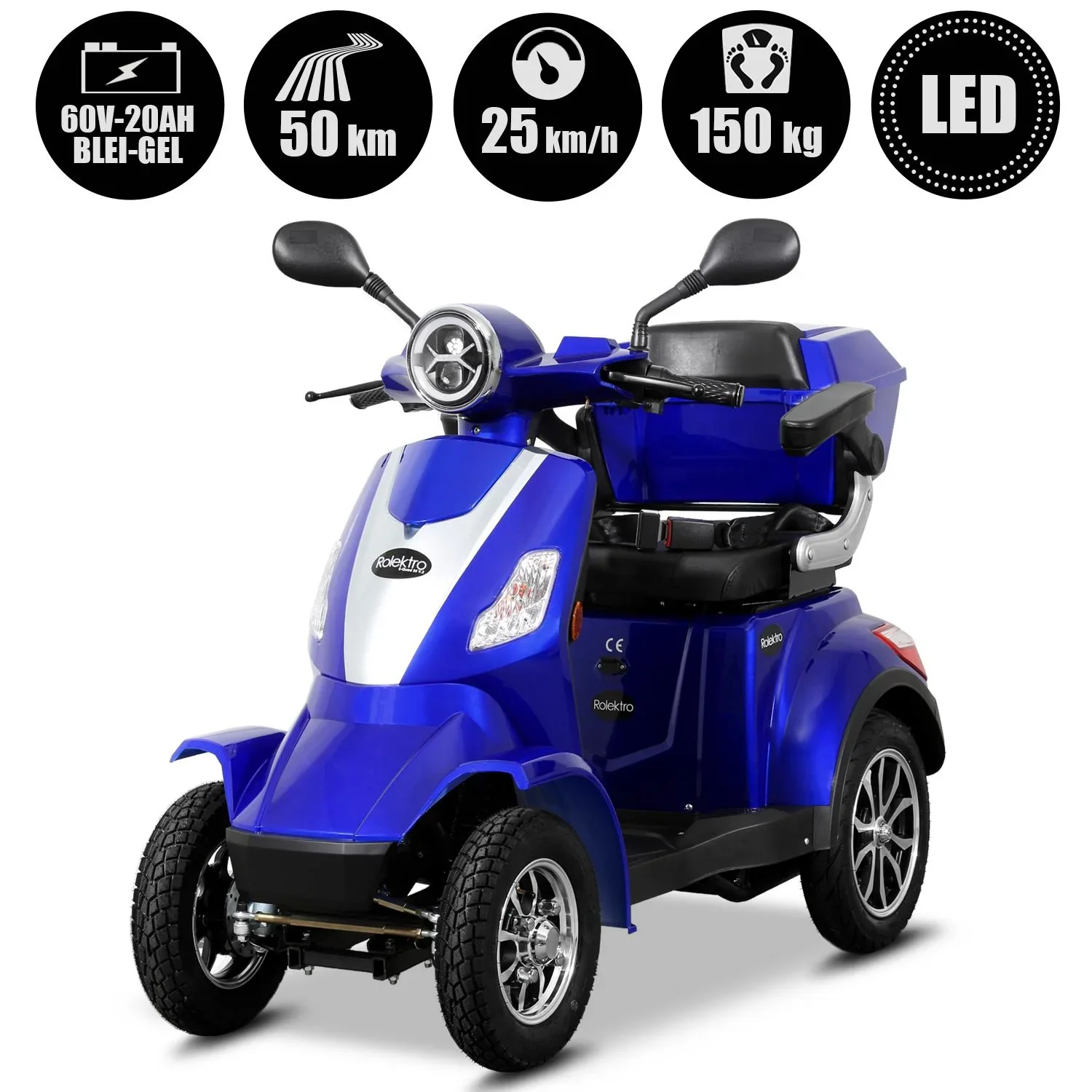 E-Quad 25 V. 2 Blau - 1.000 Watt + Straßenverkehrszulassung - 4