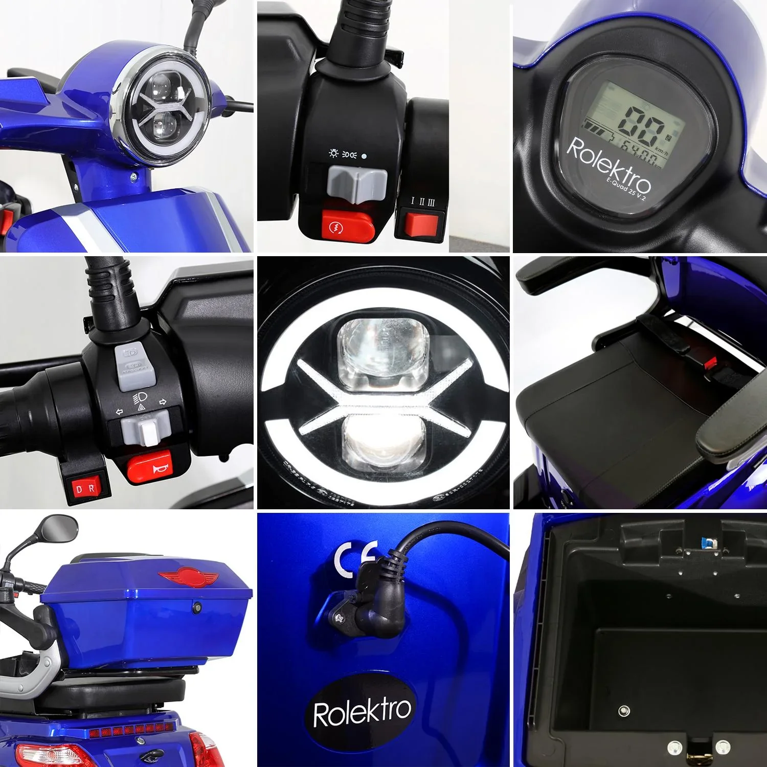 E-Quad 25 V. 2 Blau - 1.000 Watt + Straßenverkehrszulassung - 5