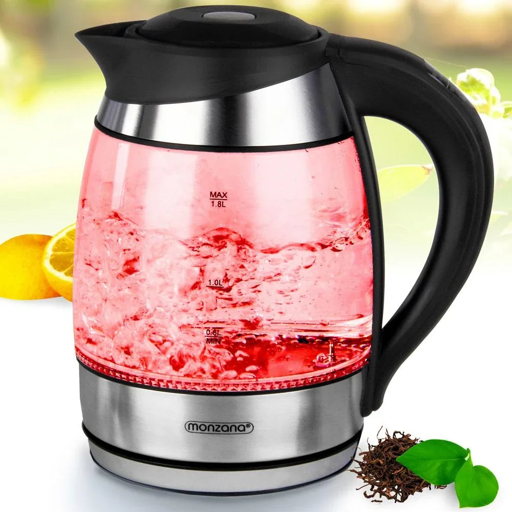 Wasserkocher Glas/Edelstahl mit LED-Farbwechsel 1,8l schwarz-silber - 5