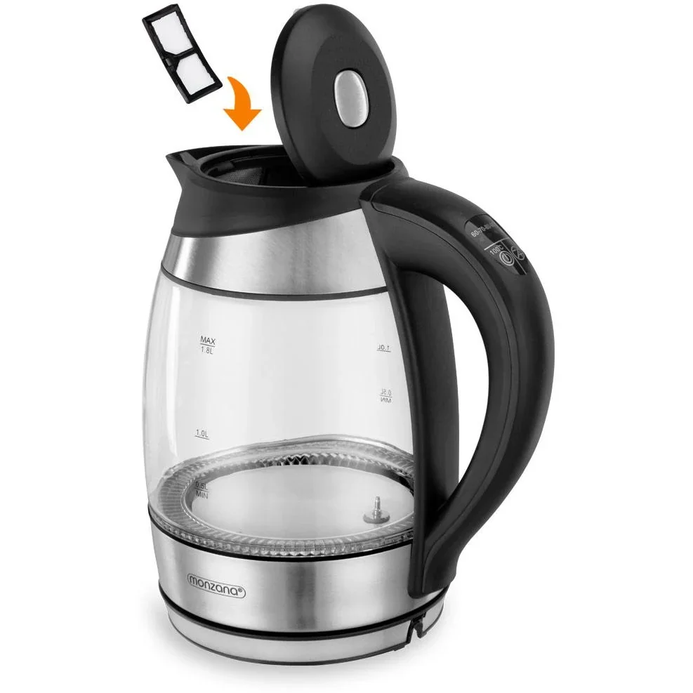 Wasserkocher Glas/Edelstahl mit LED-Farbwechsel 1,8l schwarz-silber - 6