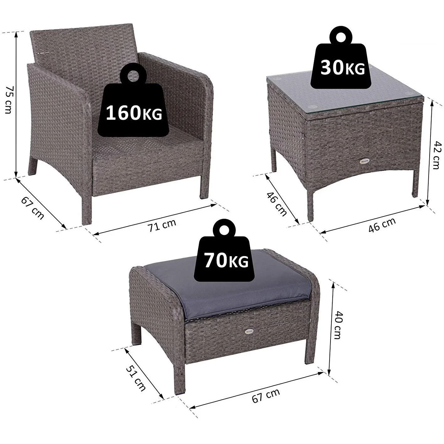 Rattan Sofagarnitur als 5-teiliges Set - 0