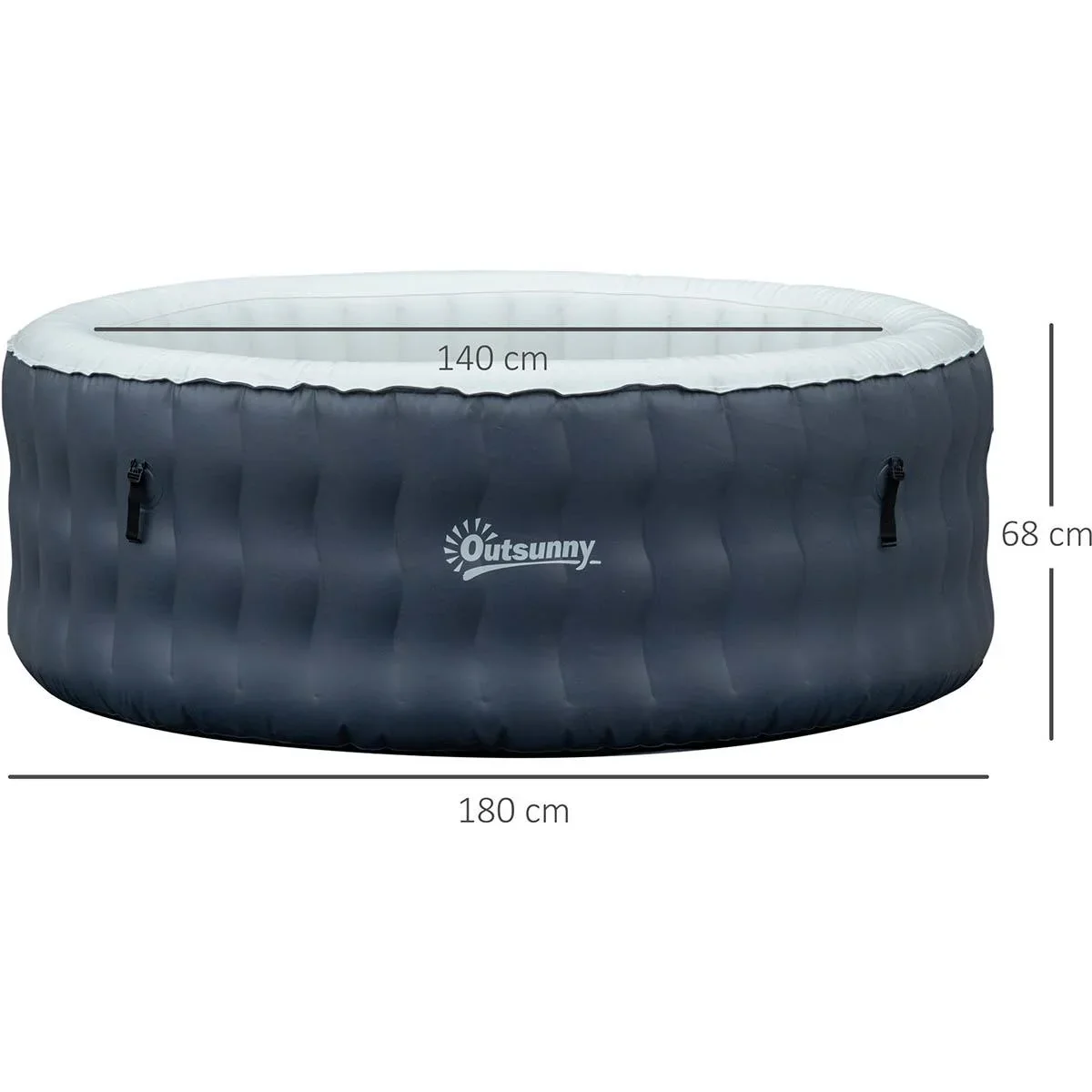 Whirlpool Spa aufblasbar für 4 Personen Dunkelblau+Weiß 180 x 68 cm - 3