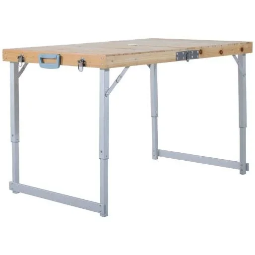 Holz 5tlg Campingtisch Set Picknick Koffertisch Alu - 3