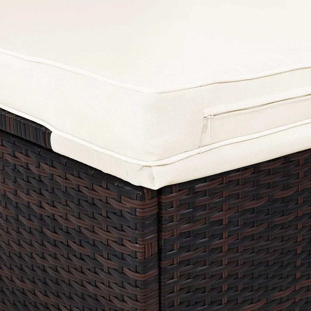 2-Personen-Liege XL Polyrotan braun - creme 193 x 160 x 33cm - 1