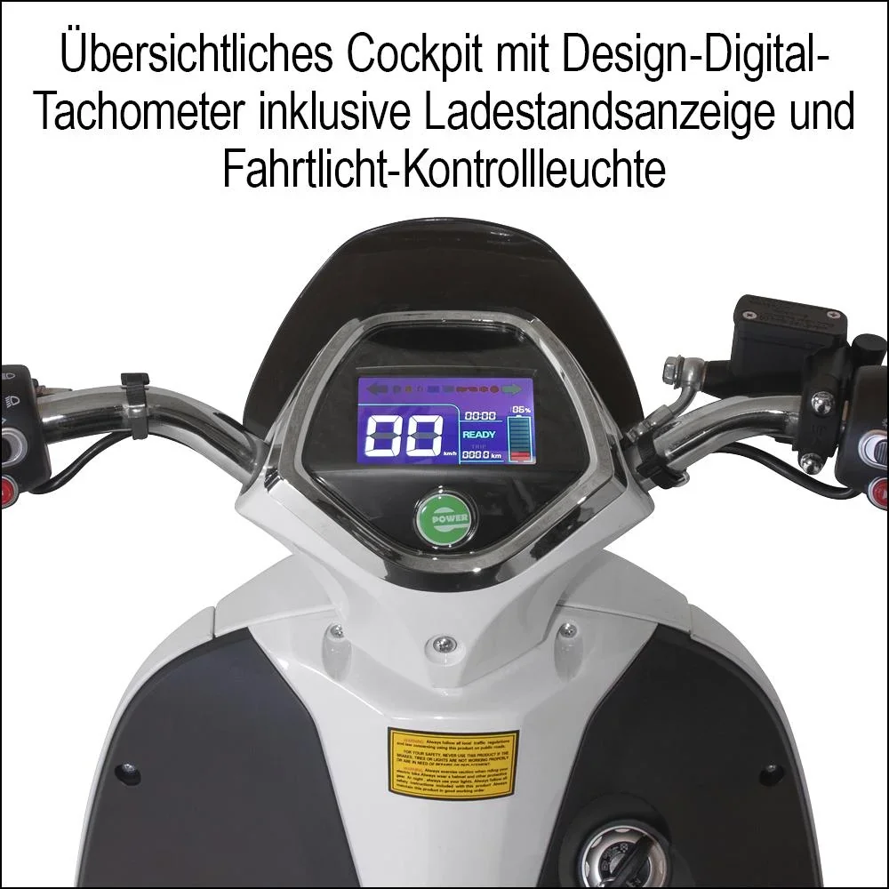 Kompakt E-Roller "Roma" 45 km/h schwarz - 3
