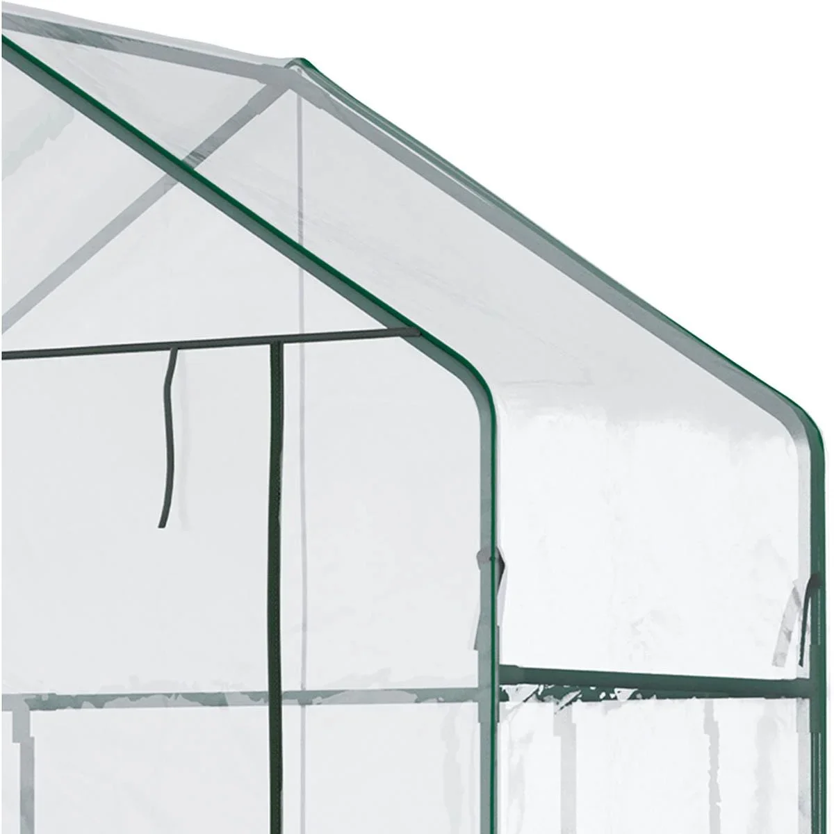 Foliengewächshaus begehbares Gartenhäuschen Tomatengewächshaus Treibhaus Frühbeet mit 6 Regalen Transparent Stahl PVC-Ku - 2