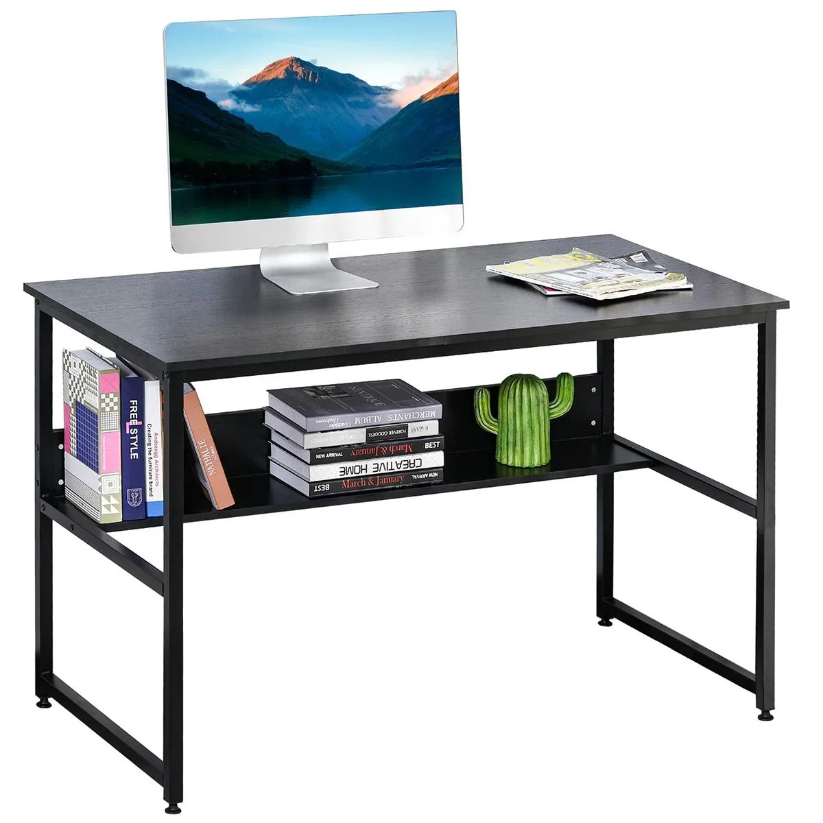 Schreibtisch für Arbeitszimmer Computertisch Bürotisch Heimbüro modernes Design Spanplatte Metall Schwarz 120 x 60 x 75 - 2