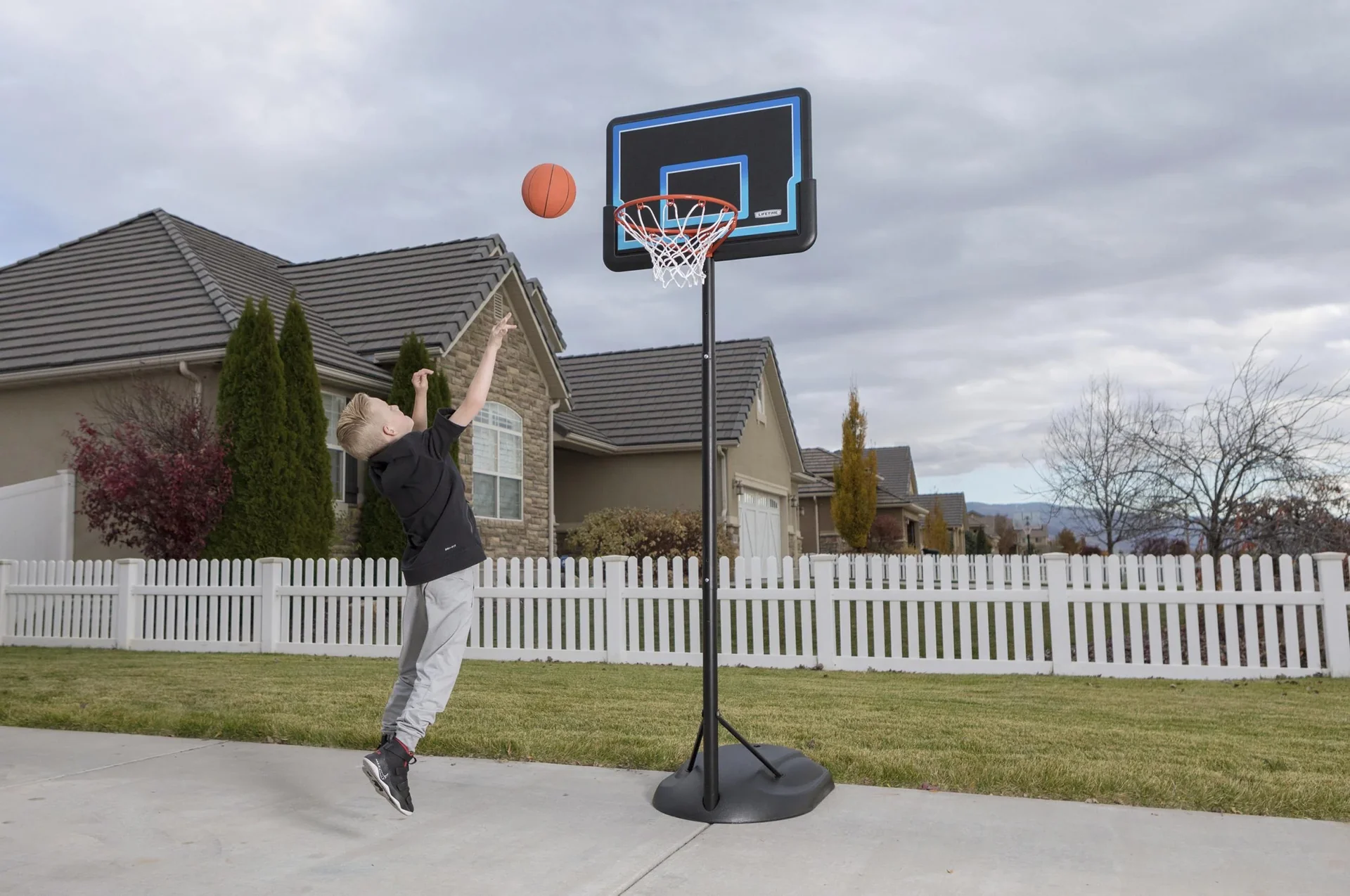 Basketballanlage Hawaii 58,5x81x167-228 cm Schwarz - Blau - 4