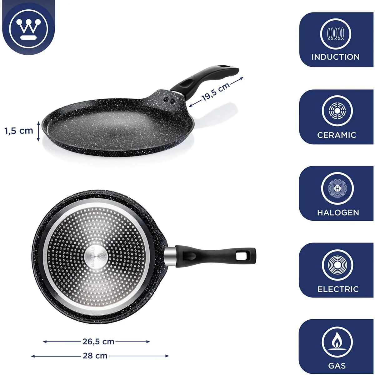 Pfannkuchenpfanne 28 cm Schwarzer Marmor - 5