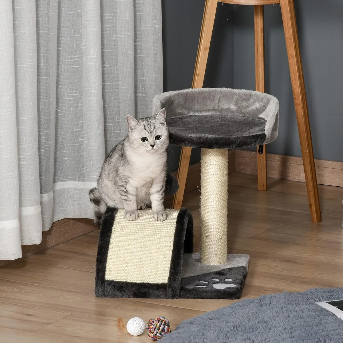 Katzenbaum mit Plüsch beige - 1