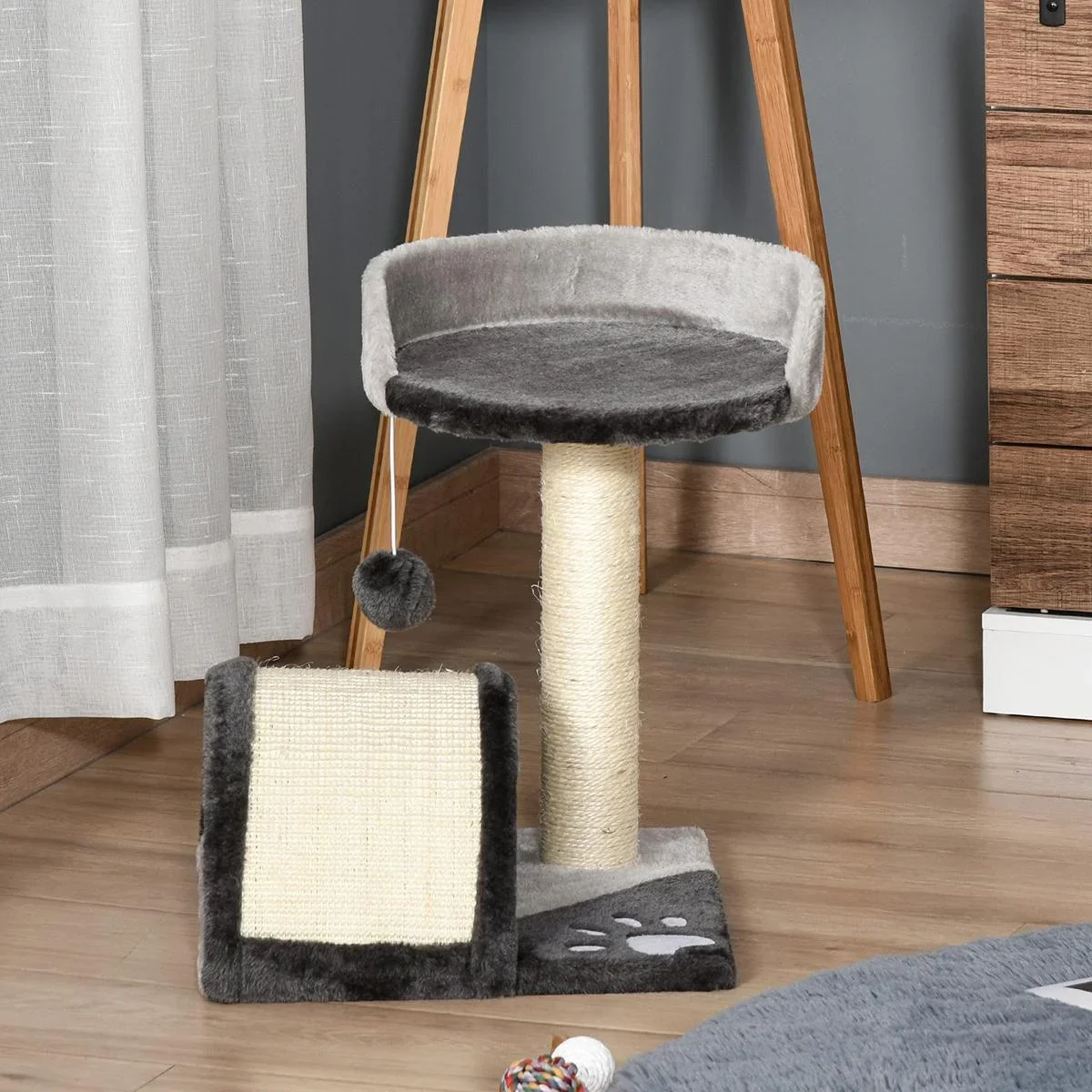 Katzenbaum mit Plüsch beige - 3