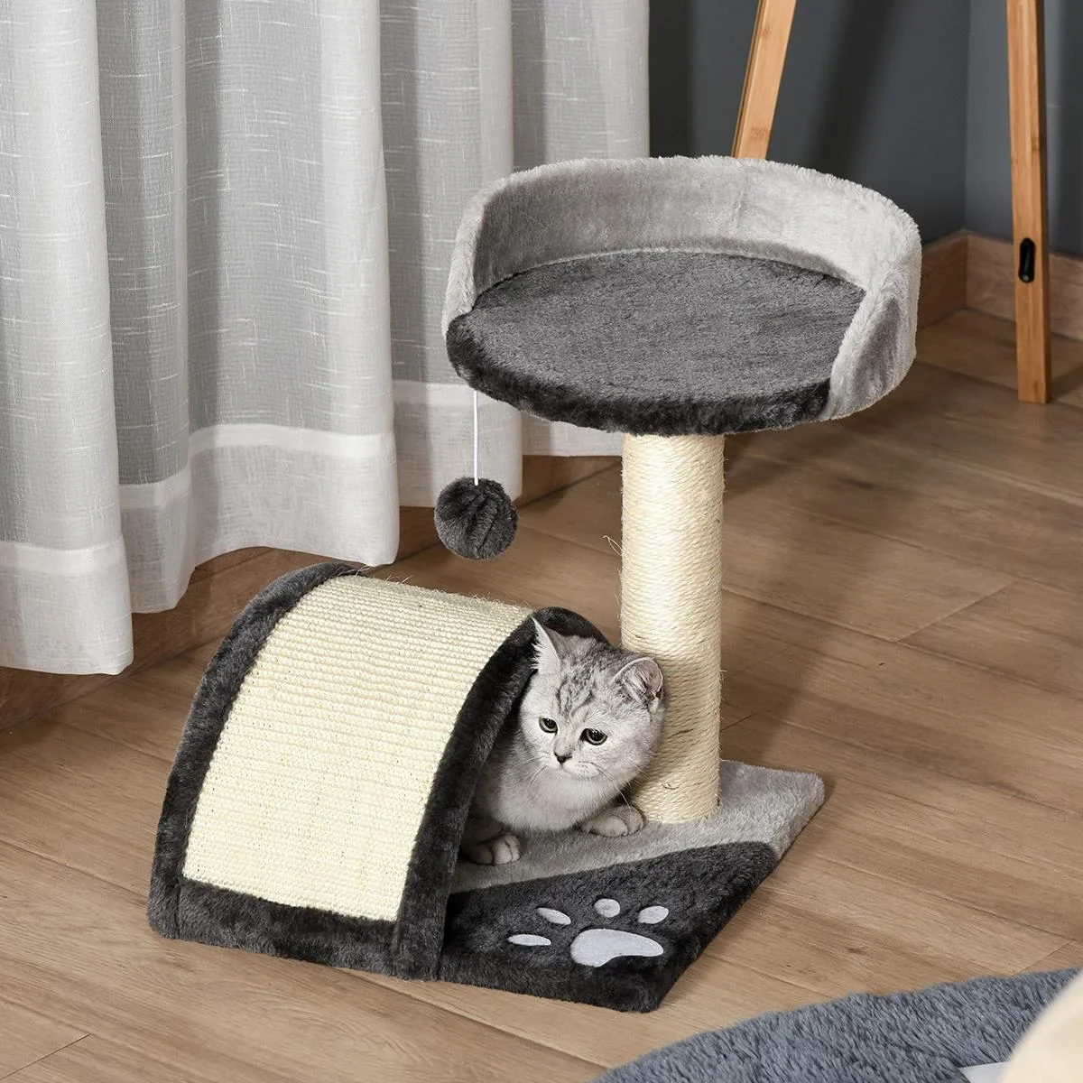 Katzenbaum mit Plüsch beige - 5