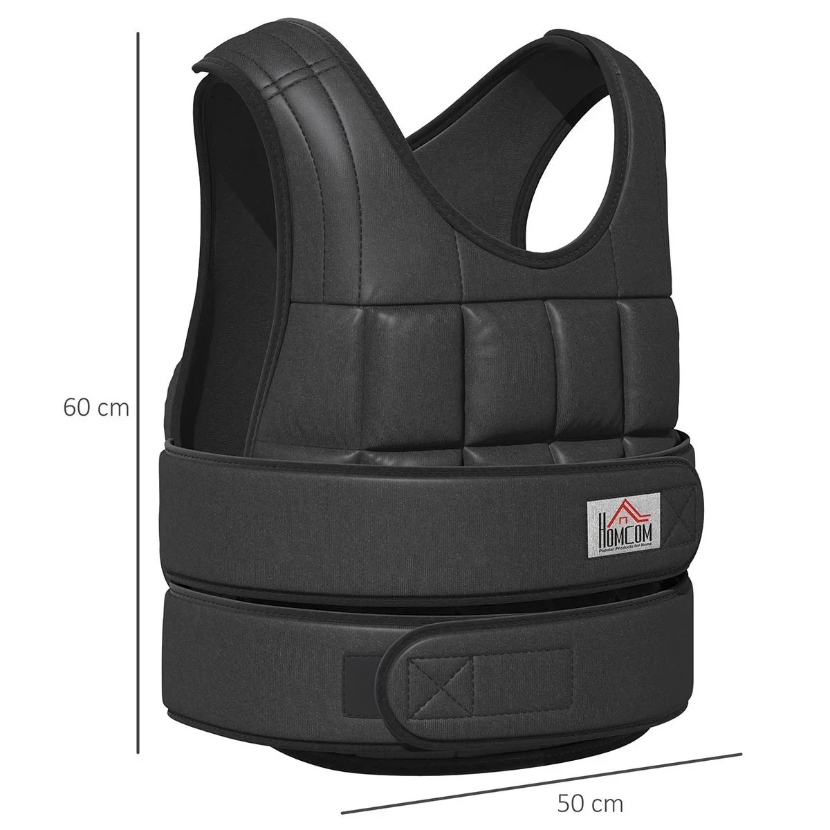 30 kg Gewichtsweste Trainingsweste mit 35 Gewichtssäcke Verstellbar Krafttraining Fitness Oxford Metall Schwarz 60 x 50 - 2