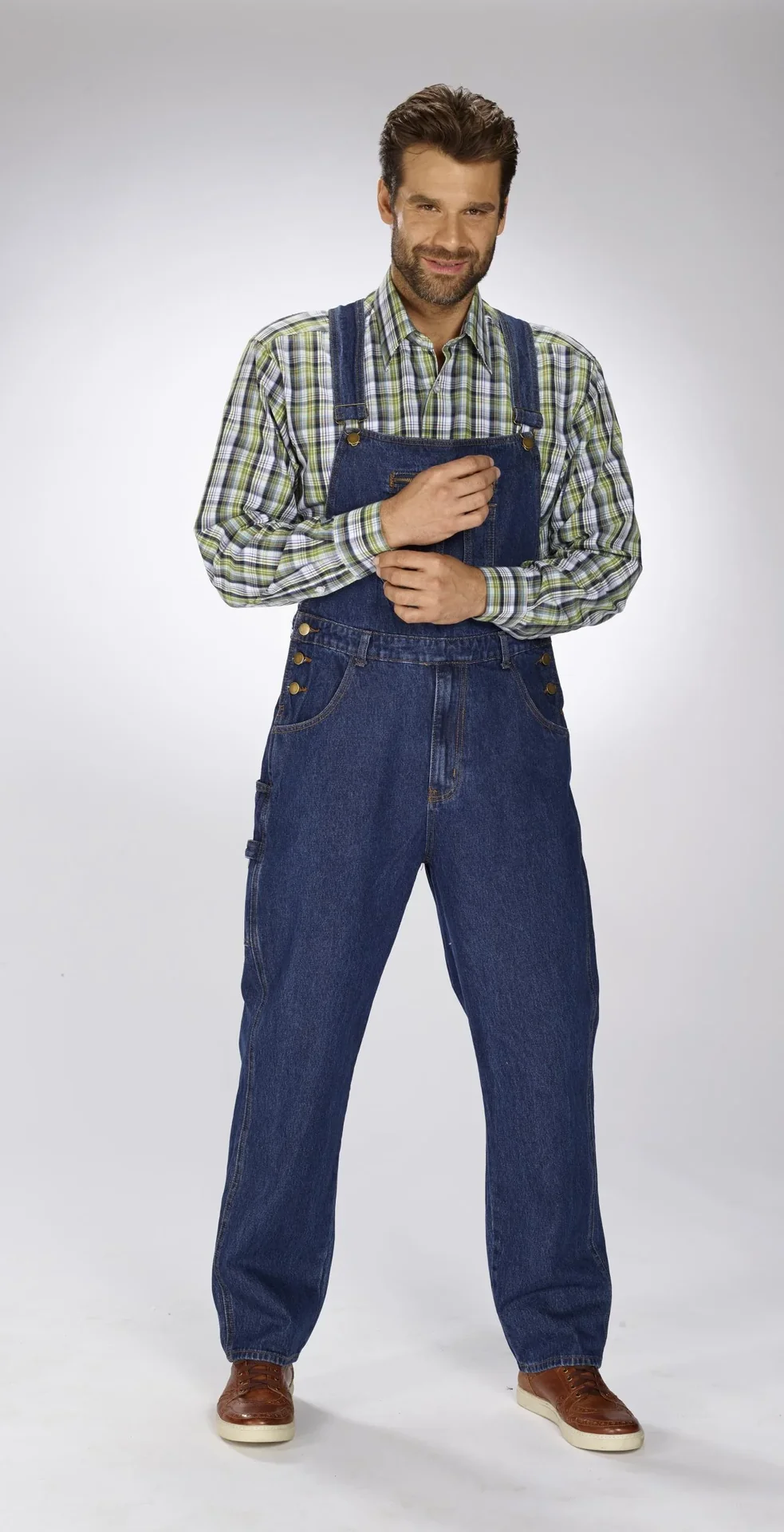 Fabrik Latzjeans, stonewashed, Gr. 48 - 0