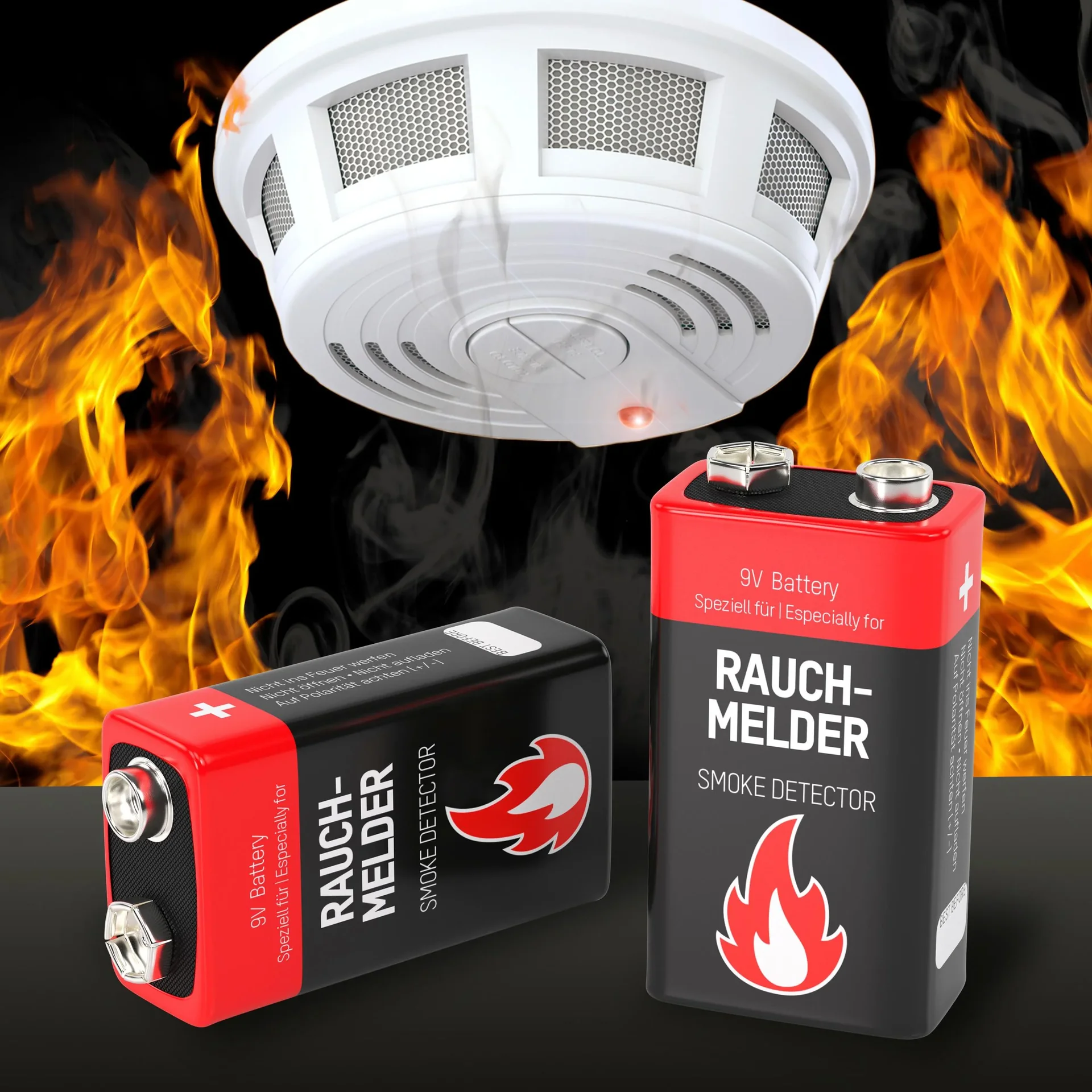 Alkaline 9 Volt Block Rauchmelderbatterie, 2 Stück - 2