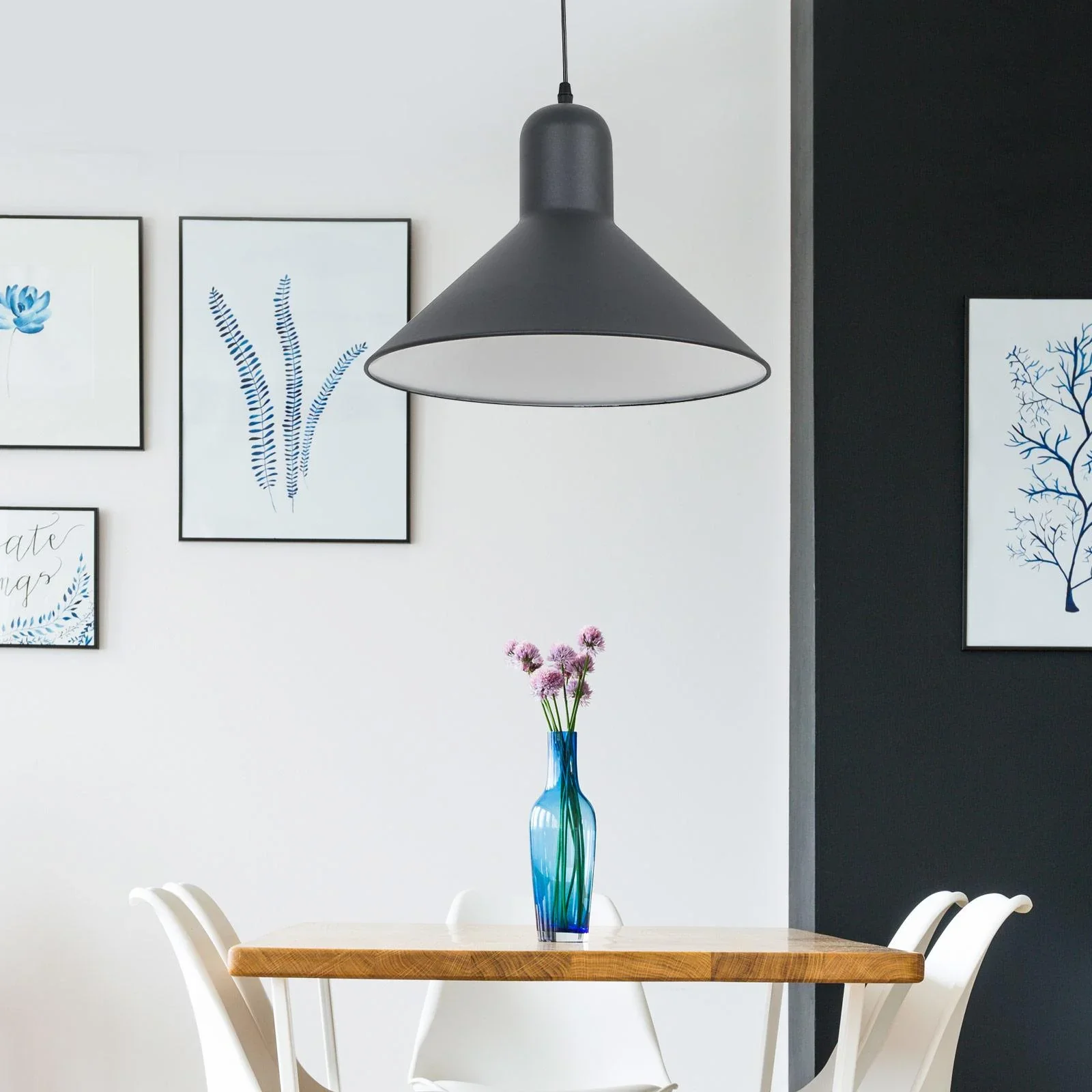 Hängeleuchte Deckenstrahler Industrie Vintage E27 40W Küche Bar Metall schwarz ?34,5 x H28 cm (ohne Birne) - 0