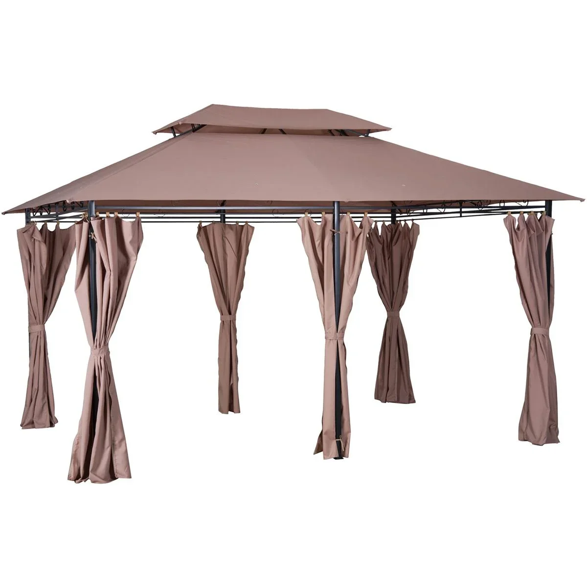 Pavillon Gartenpavillon Partyzelt Gartenzelt Festzelt Doppeldach 3x4m Schwarz+Kaffee - 1