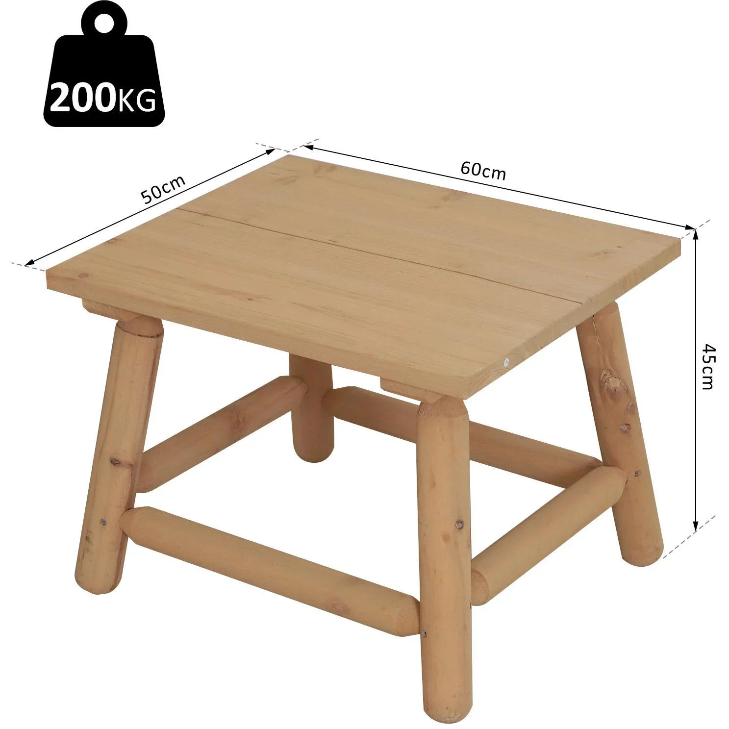 Holzhocker Nachttisch Blumenständer Kinderstuhl Schemel Allzweck Tannenholz Natur 60 x 50 x 45 cm - 4