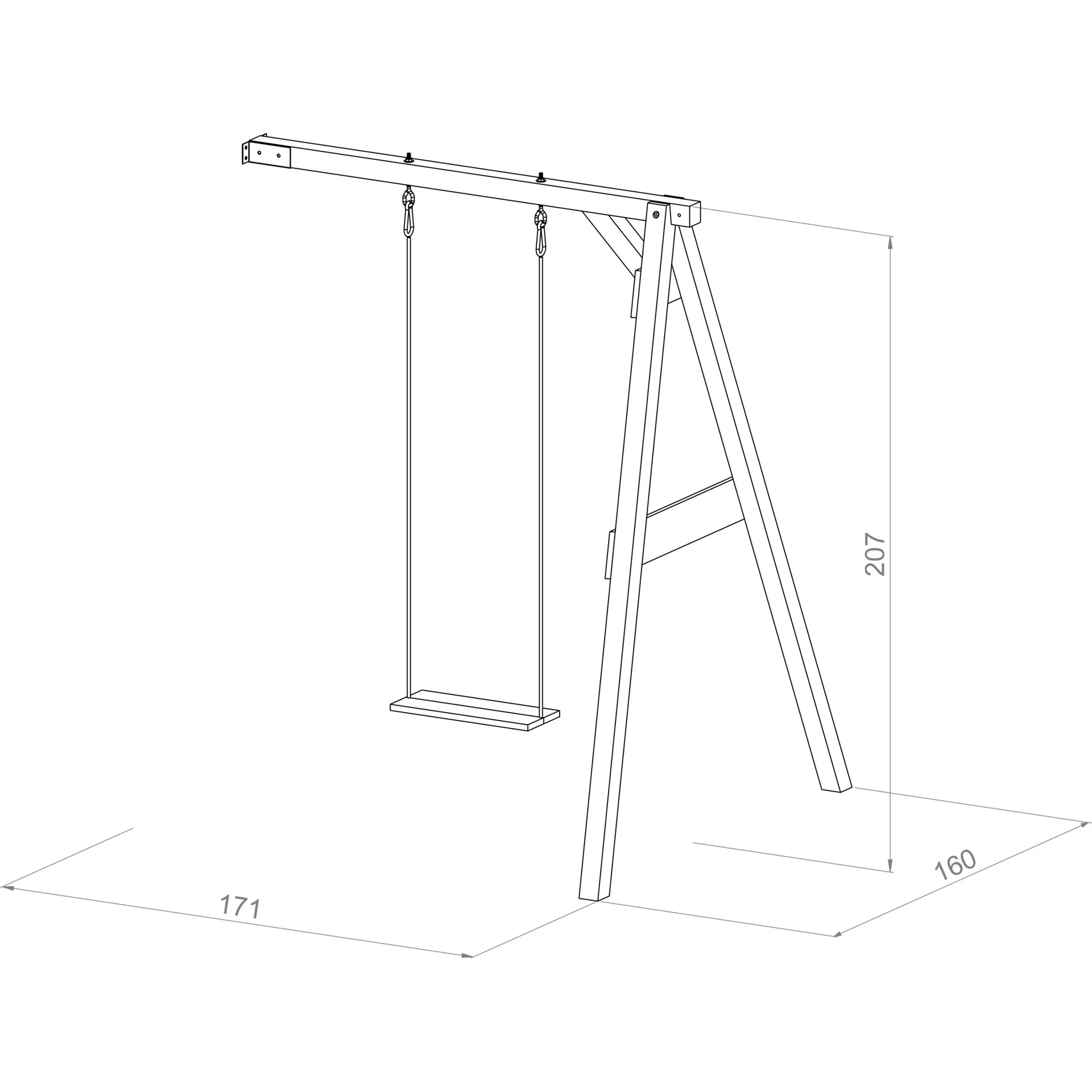 Einzel-Anbauschaukel Weiß/Braun - 0