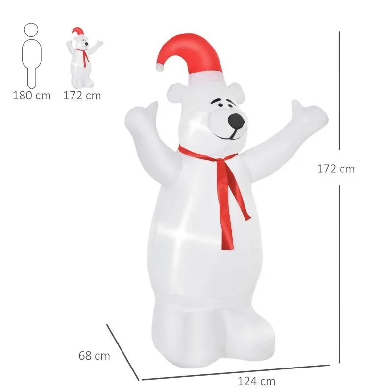 Aufblasbarer Weihnachts-Eisbär 1,72 m Weihnachtsdekoration - 0