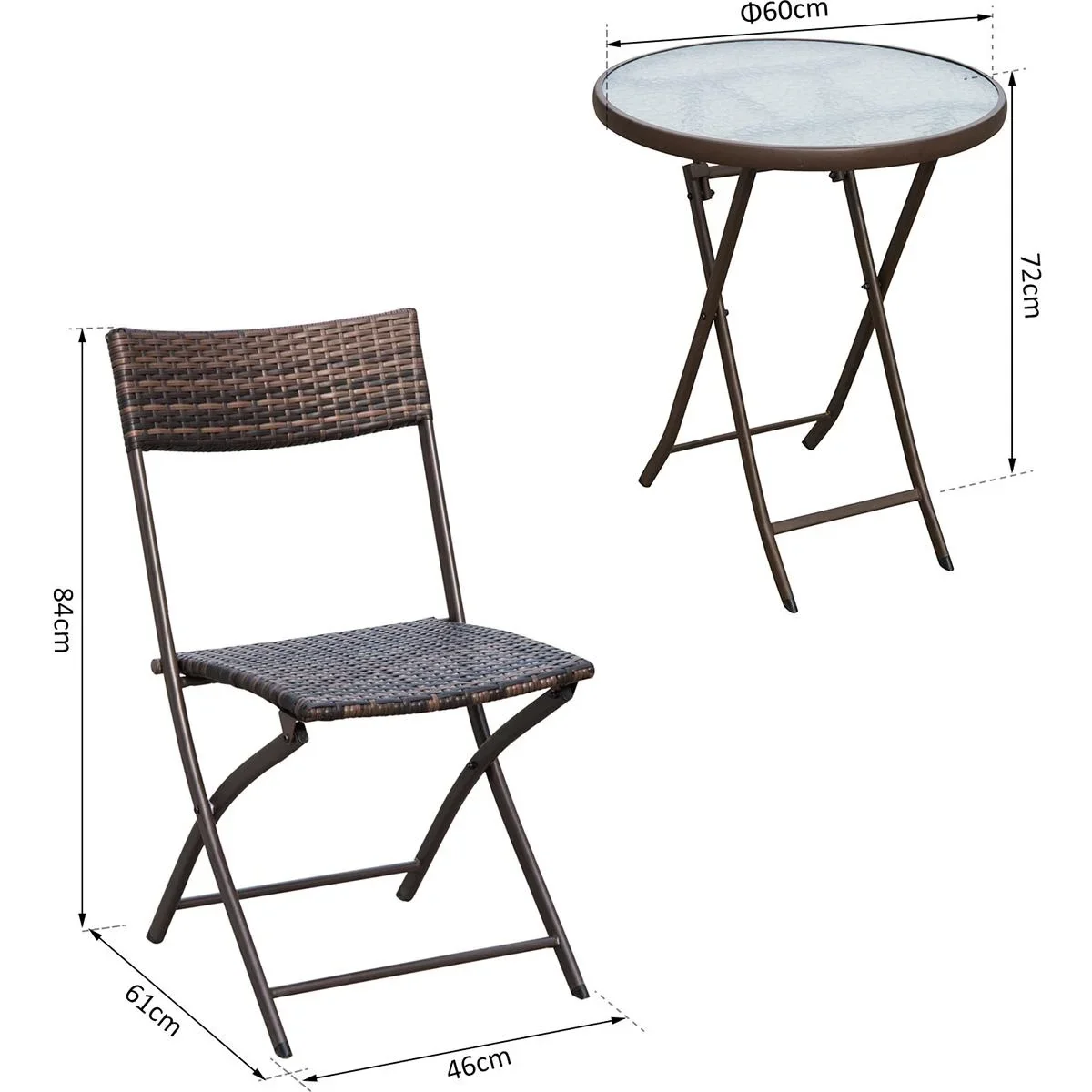 Polyrattan Bistroset für 2 Personen braun - 1