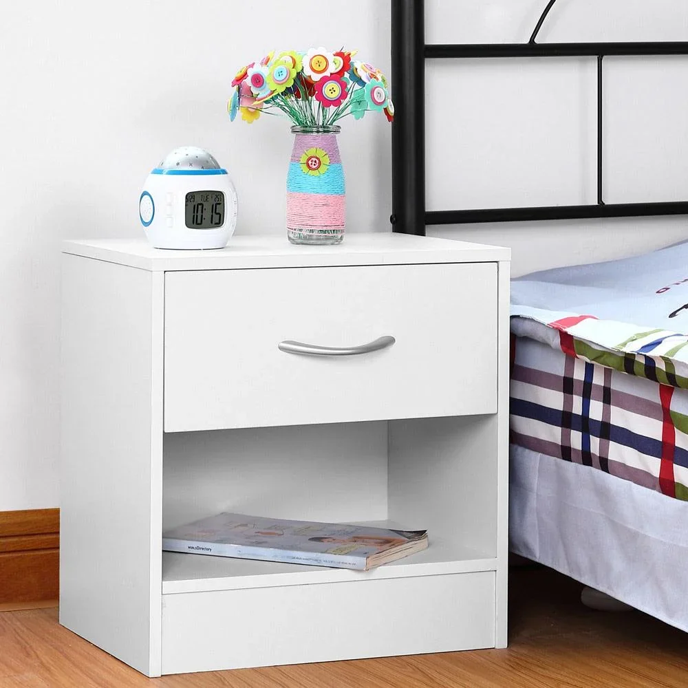 2 Stück Nachttisch weiß 39x28x41cm - 0
