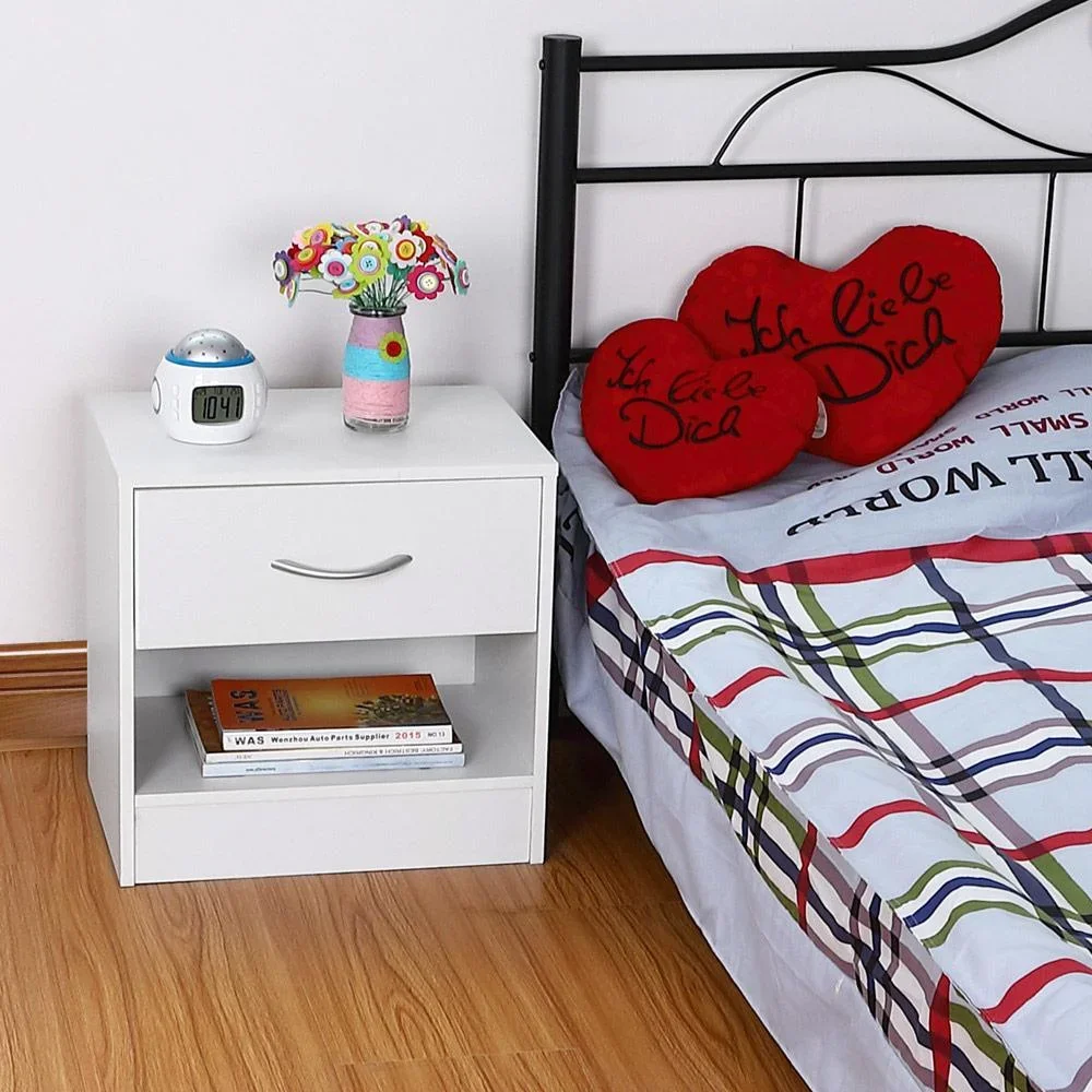 2 Stück Nachttisch weiß 39x28x41cm - 1