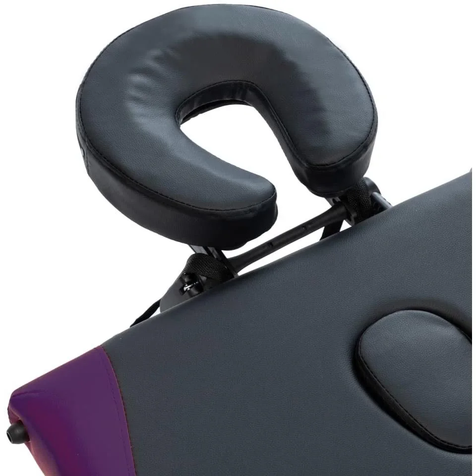 Klappbarer Massagetisch mit 3 Zonen (Aluminium, schwarz und lila) - 2