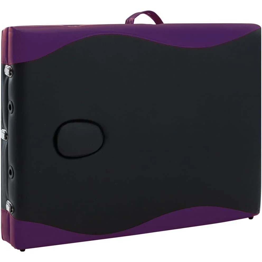 Klappbarer Massagetisch mit 3 Zonen (Aluminium, schwarz und lila) - 5