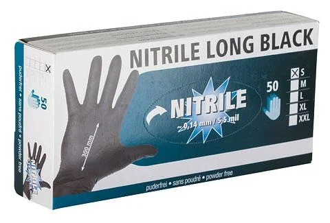 Nitrilhandschuhe, 50 Stück, Größe XL, schwarz - 1