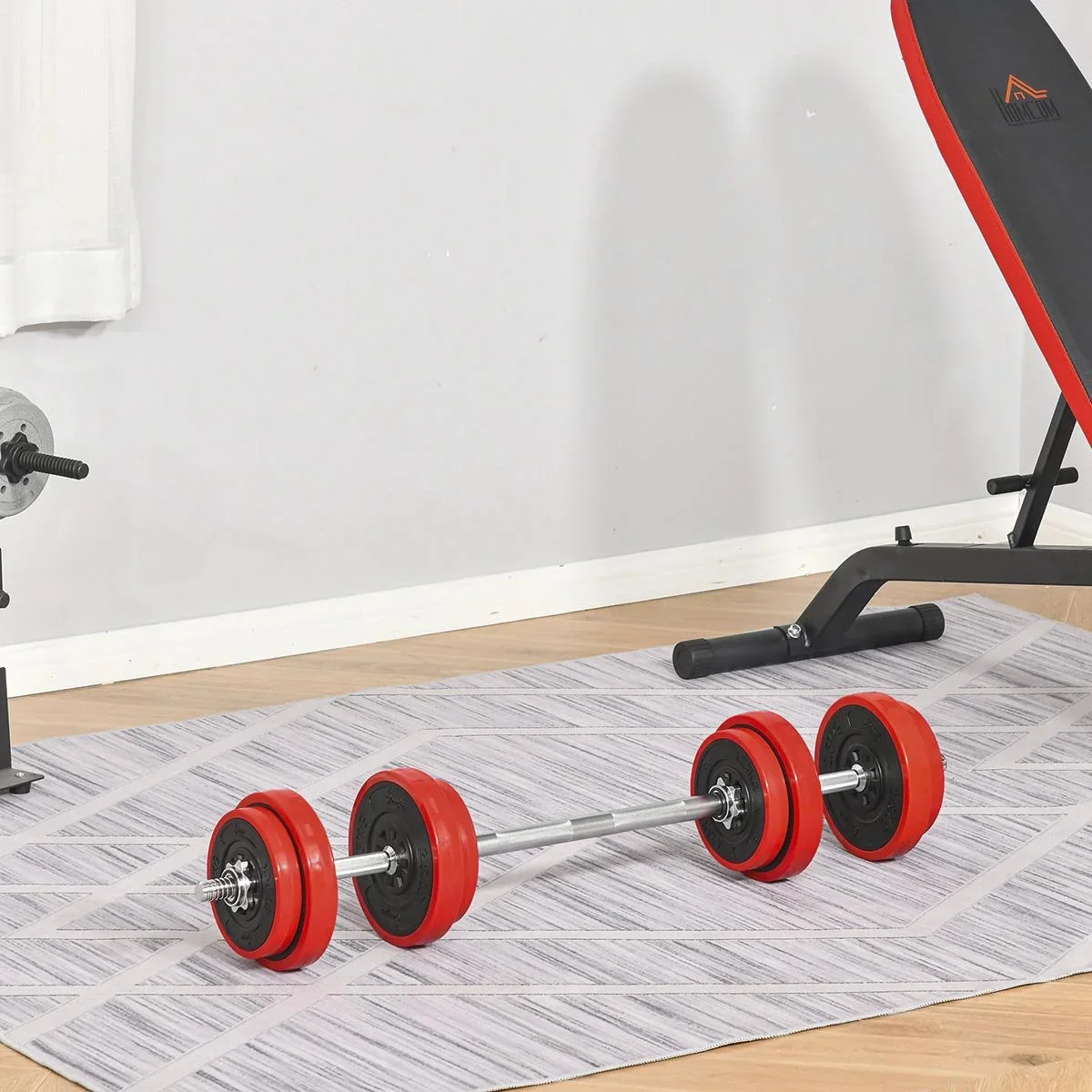 Hantelset 20/30KGS 2-IN-1 Hanteln&Langhanteln verstellbar Gewichtheben für Zuhause Fitness Muskel Rot+Schwarz 21,5 x 21, - 2