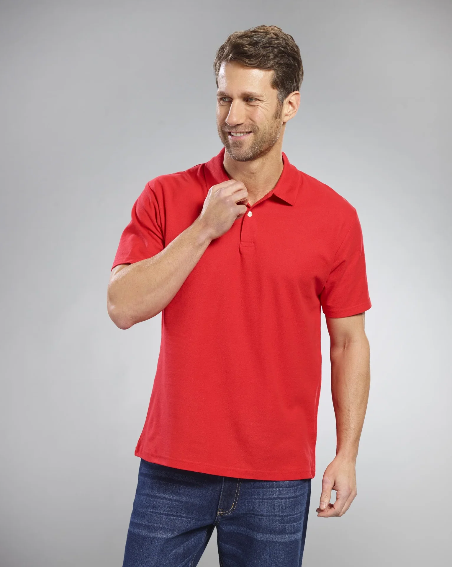 Poloshirt mit Piquestruktur, Farbe rot, Gr.L - 1