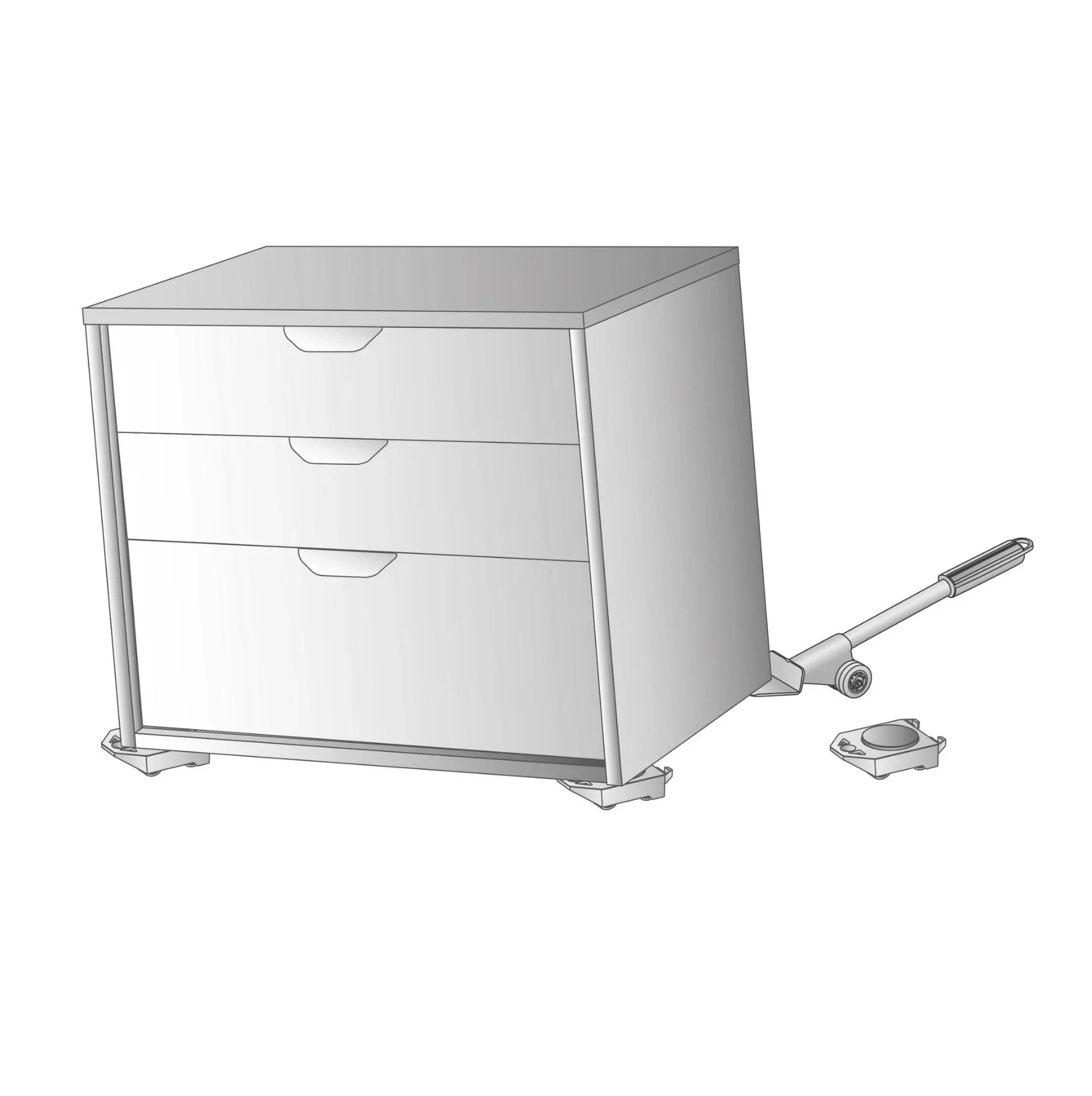 Transporthilfe MM 4121, 38 x 6,5 x 3,5 cm, softe Rollen Ø 40 mm, Möbelheber, Umzugshelfer, Stahl, Tragkraft 150 kg - 3