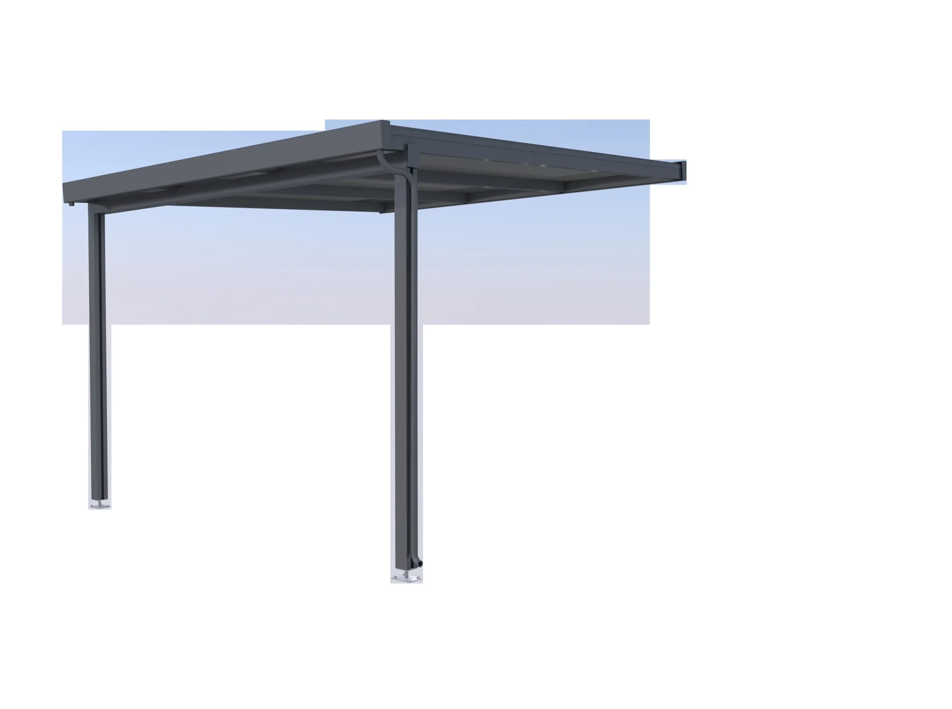 Terrassendach Premium, anthrazit, 3094 x 3060 mm - Polycarbonat Stegplatten 16 mm, opal - 4