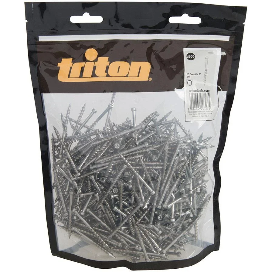 Edelstahl-Taschenlochschrauben mit Zylinderkopf, grob SS Deck 8 x 2" 500 pk - 1