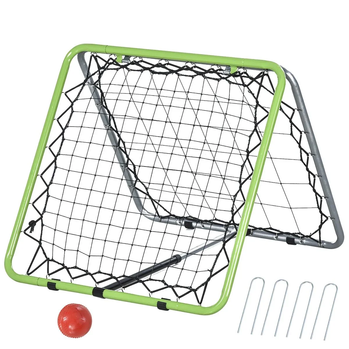 Baseball Rebounder Kickback Tor Rückprallwand Netz beidseitiger Rückprall Faltbar Metall+PE Grün 75 x 75 x 64 cm - 1