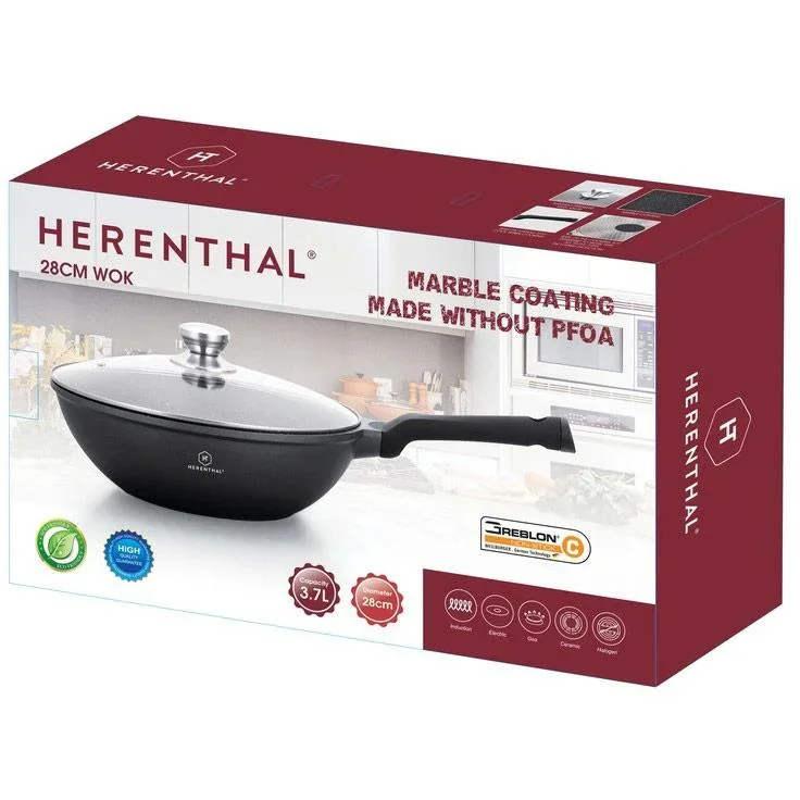 Herenthal Wokpfanne - Marmorbeschichtung - 28cm - 0