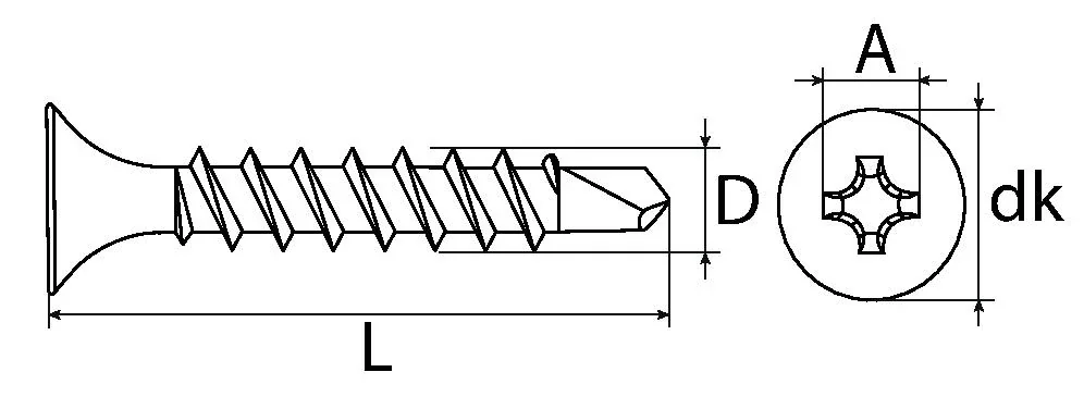 Schnellbauschrauben PH Trompetenkopf Bohrspitze phosphatiert 3.5x25mm PH 1000 Stück - 1