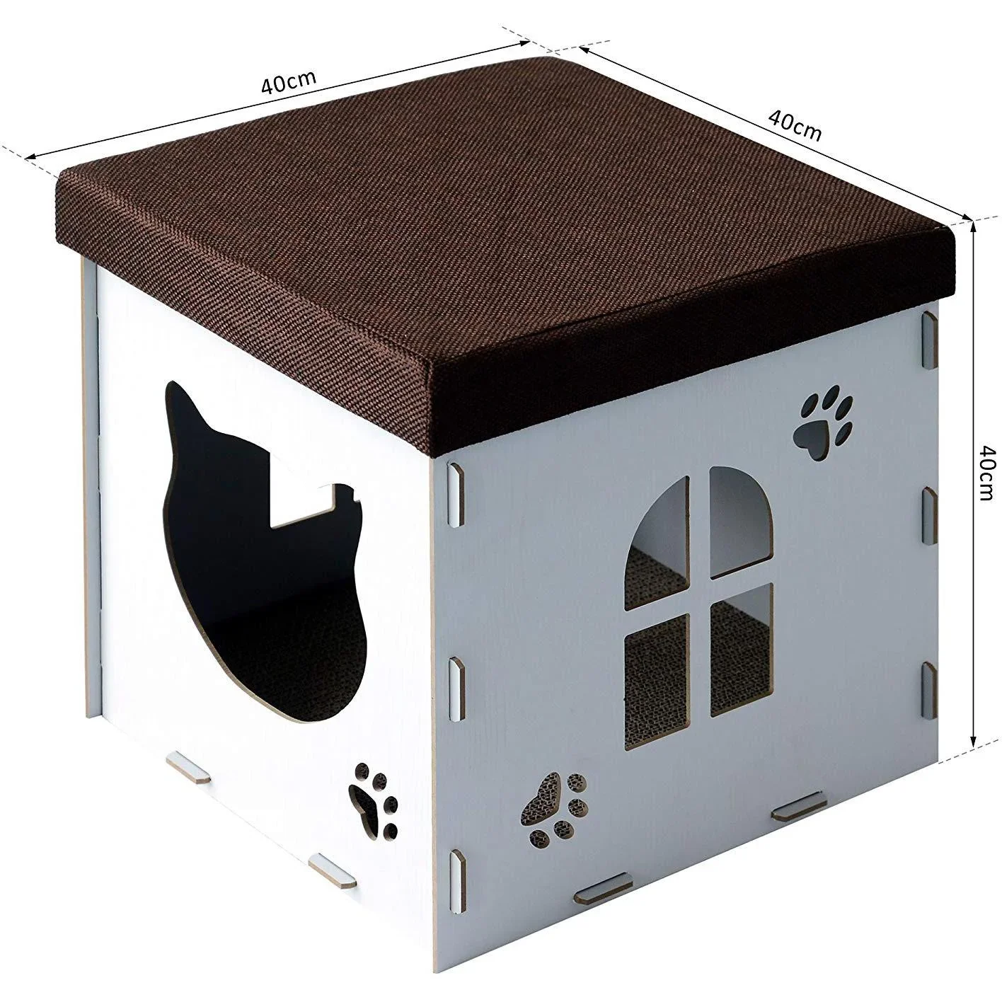 Katzenhöhle Katzenschrank Katzenhaus Versteck Sitzhocker Sitzwürfel Weiß - 2