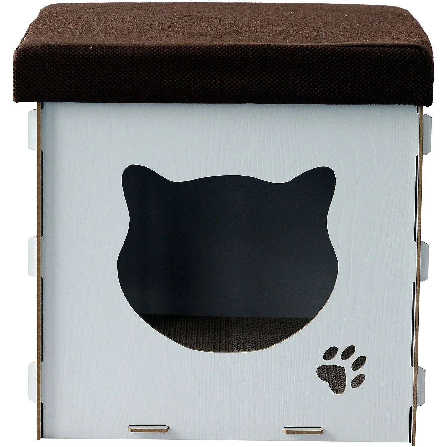 Katzenhöhle Katzenschrank Katzenhaus Versteck Sitzhocker Sitzwürfel Weiß - 3