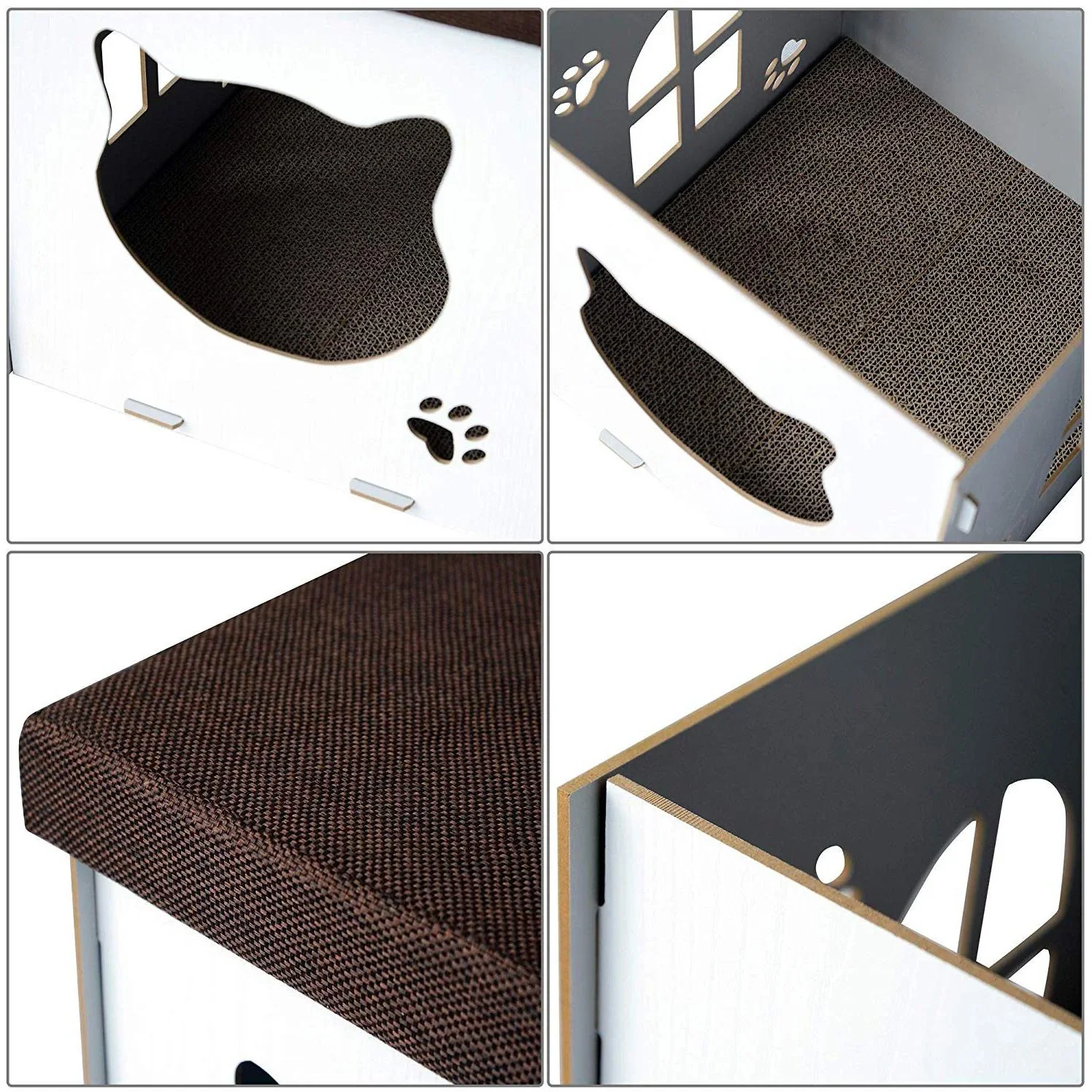 Katzenhöhle Katzenschrank Katzenhaus Versteck Sitzhocker Sitzwürfel Weiß - 4