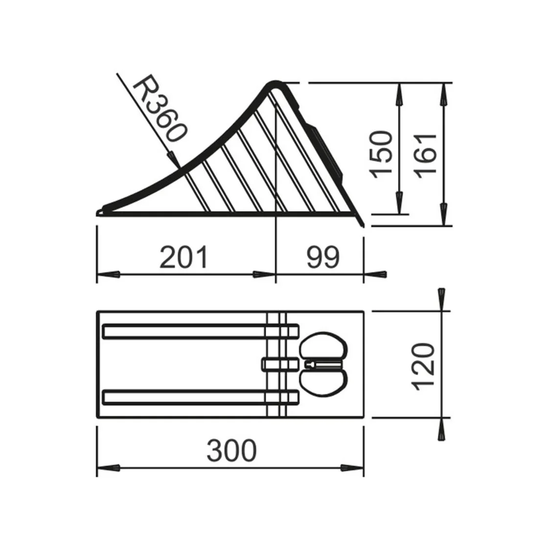 Unterlegkeil Größe 36, 1.600 kg Radlast - 0