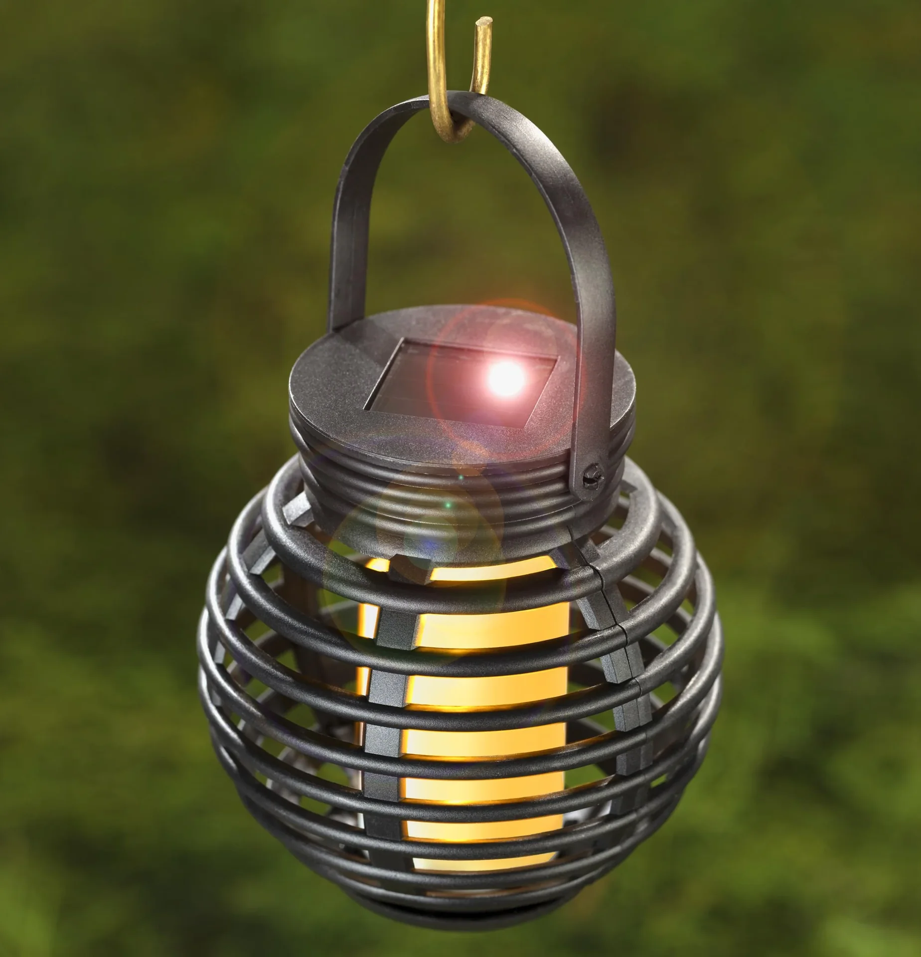 Solar Rattan Lampions mit Flackerlicht, 3er-Set - 0