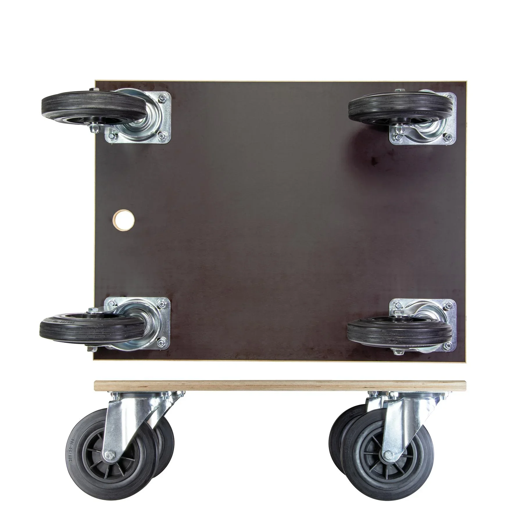 Transporthilfe MM 1148, 78 x 59 x 26 cm, harte Rollen Ø 200 mm, Rollenlager, Multiplex Platte FSC®, Tragkraft 750 kg - 1