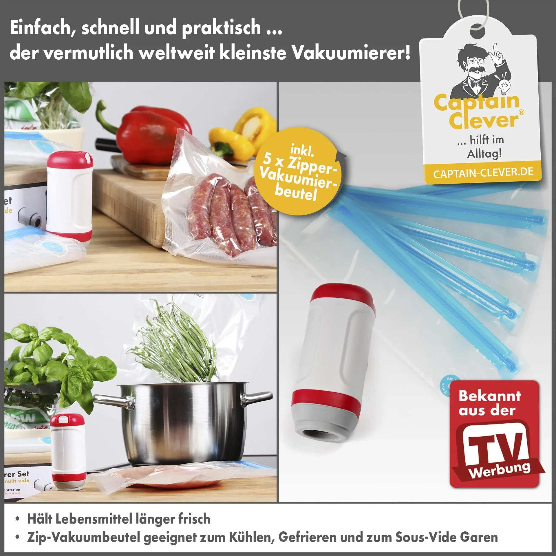 Multi-Vakuumierer mit 5 Zipper-Lebensmittelbeutel - 1