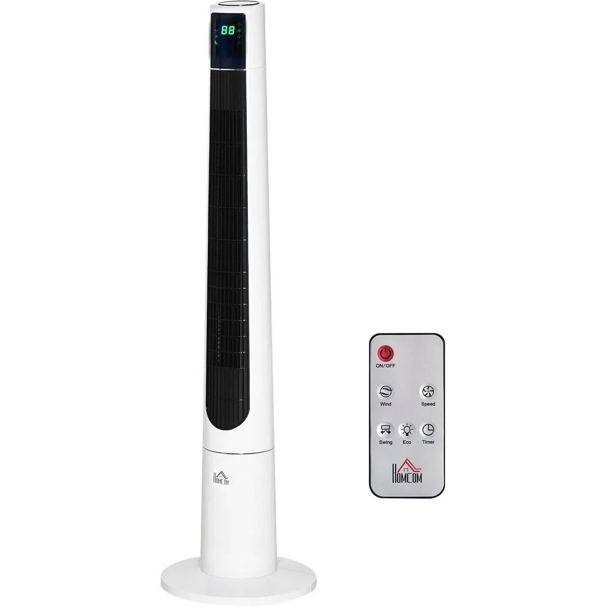 Turmventilator 118,2 cm mit Fernbedienung 3 Modi 3-Geschwindigkeiten LED-Anzeige 220-240V 50 W 12-Stunden-Timer Weiß - 3