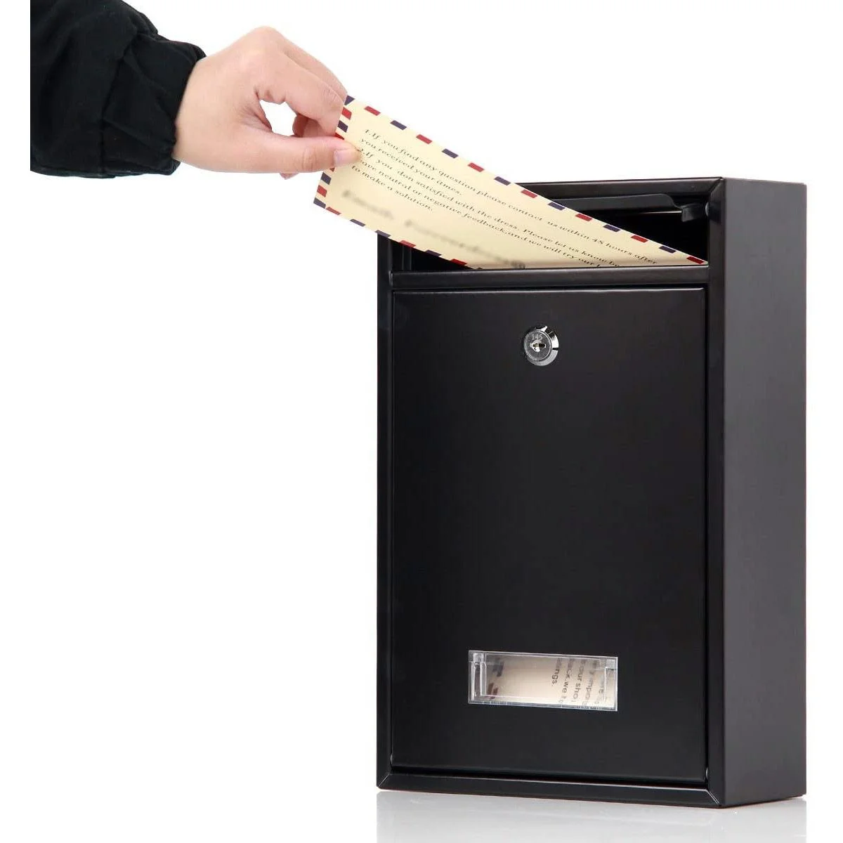 NL Briefkasten mit 2 Tasten - schwarz - 360x260x80 mm - 3