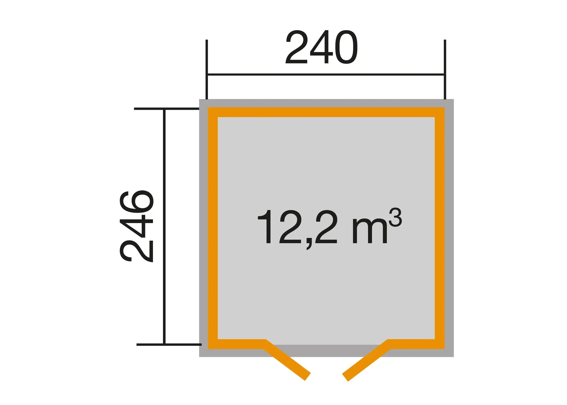 Schwedenhaus Gr.3, L x B x H 277 x 286 x 230 cm, sägerauh, schwedenrot, breite Doppeltür und Fenster - 1