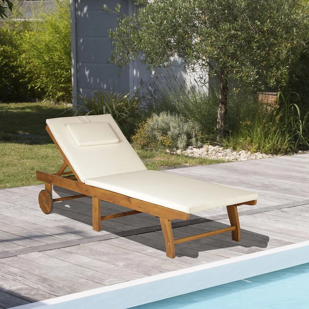 Gartenliege Sonnenliege Liegestuhl klappbar verstellbar Akazienholz Natur L197 x B72 x H(34 84) cm - 2