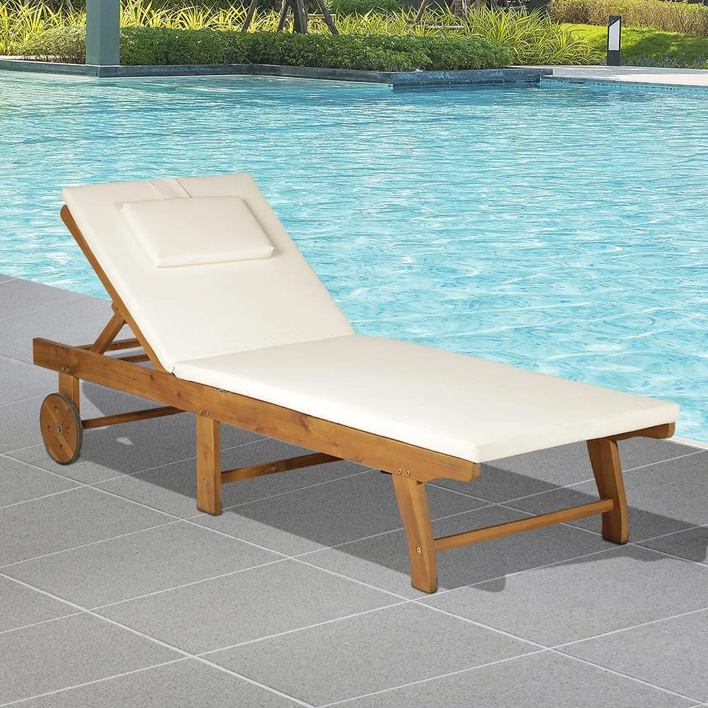 Gartenliege Sonnenliege Liegestuhl klappbar verstellbar Akazienholz Natur L197 x B72 x H(34 84) cm - 6